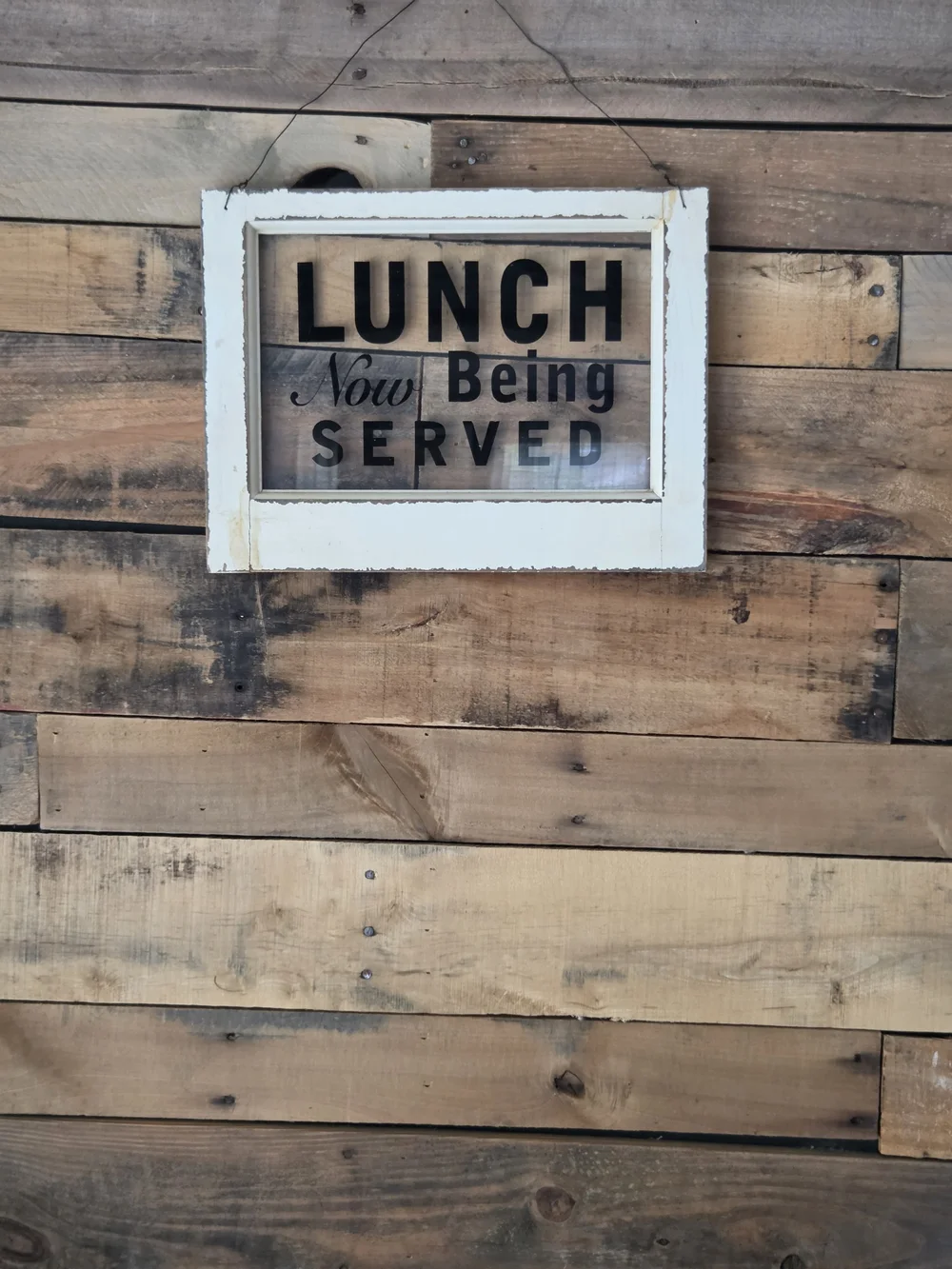 Rustic 'Lunch Now Being Served' Wall Sign - White Frame - Picture 3 of 4